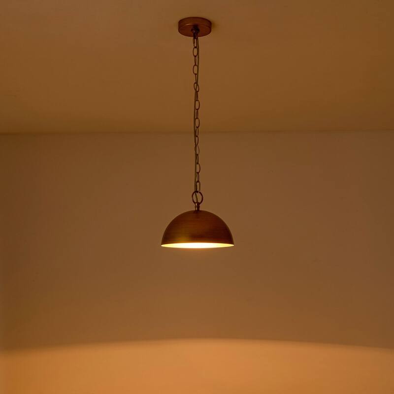 1-Light Industrial Retro Handmade Brushed Gold Dome Pendant Light