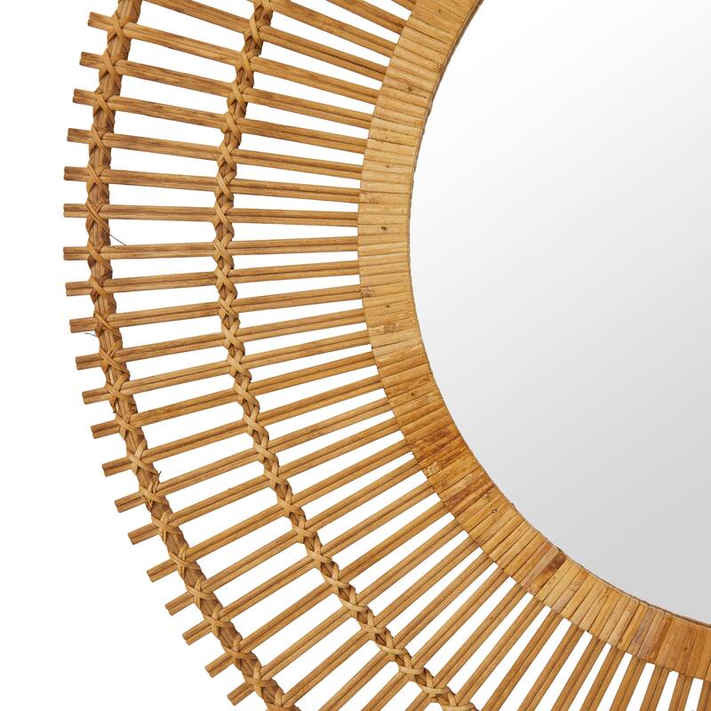 Bamboo Wood Starburst Handmade Stick Wall Mirror - Cream or Brown - Roche River Decor