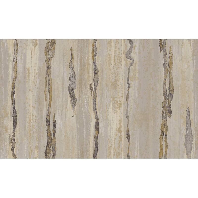 Galerie Wallcoverings Italian Design Collection Abstract Verticale Vinyl on Non-woven Metallic Wallpaper Roll Double Width - 33-feet long x 42-inches wide - Gold/Brown/Black/Beige