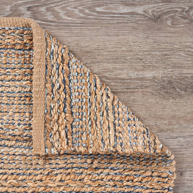 Sevita Organic Jute Geometric Area Rug, Natural Jute and Navy Blue Bed Bath & Beyond 21417025