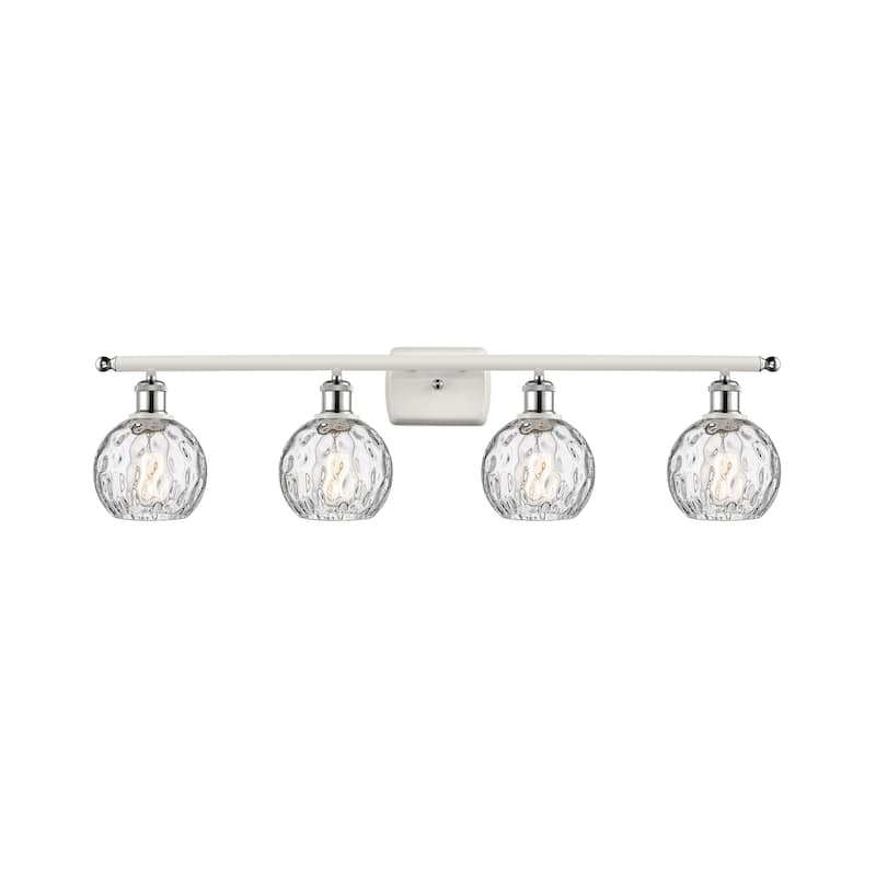 Innovations Lighting Athens Water Glass - 4 Light 36" Bath Vanity Light - 6"Shade - Clear Water Glass/White and Polished Chrome Finish