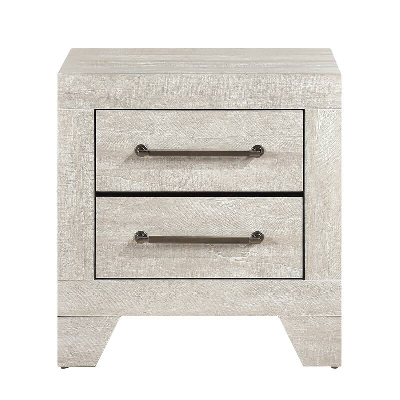 Modern Bedroom 3pc Set Gray Panel Bed Chest Nightstand