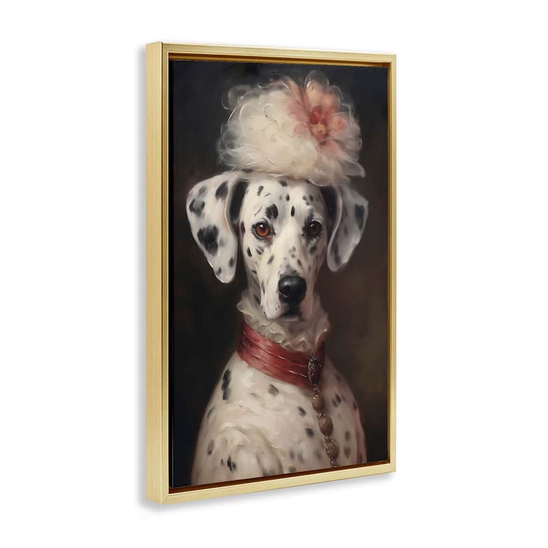 Stupell Dalmatian with Fancy Hat Portrait Framed Floater Canvas Wall Art Design By Wumples