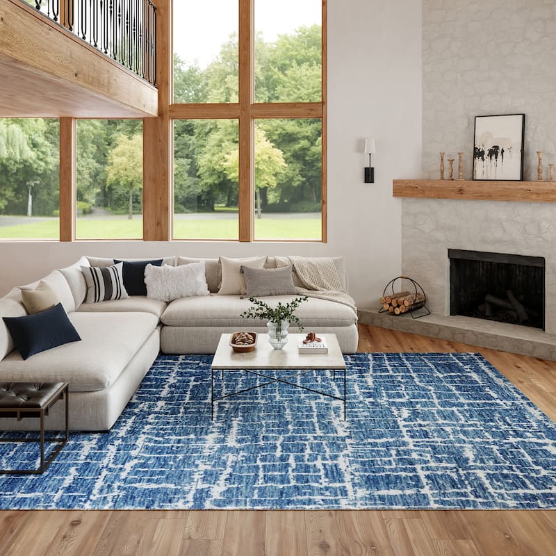 Nourison Luna Casual Abstract Area Rug - 9' 9" x 13' 9" - Blue Silver - Rectangle