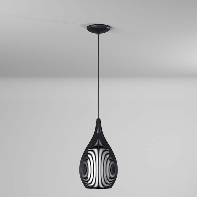 Eglo Razoni 1-light Black Mini Pendant with Opal Glass