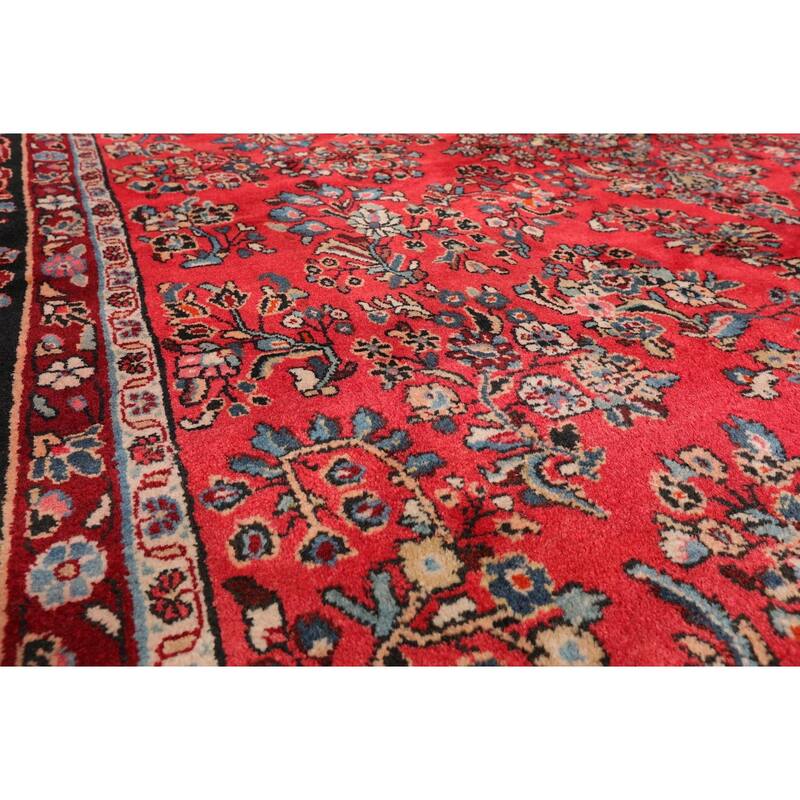 Hand Knotted Lilihaan Coral,Black Persian Wool Traditional Oriental Area Rug (Palace) - 8' 10'' x 16' 3''