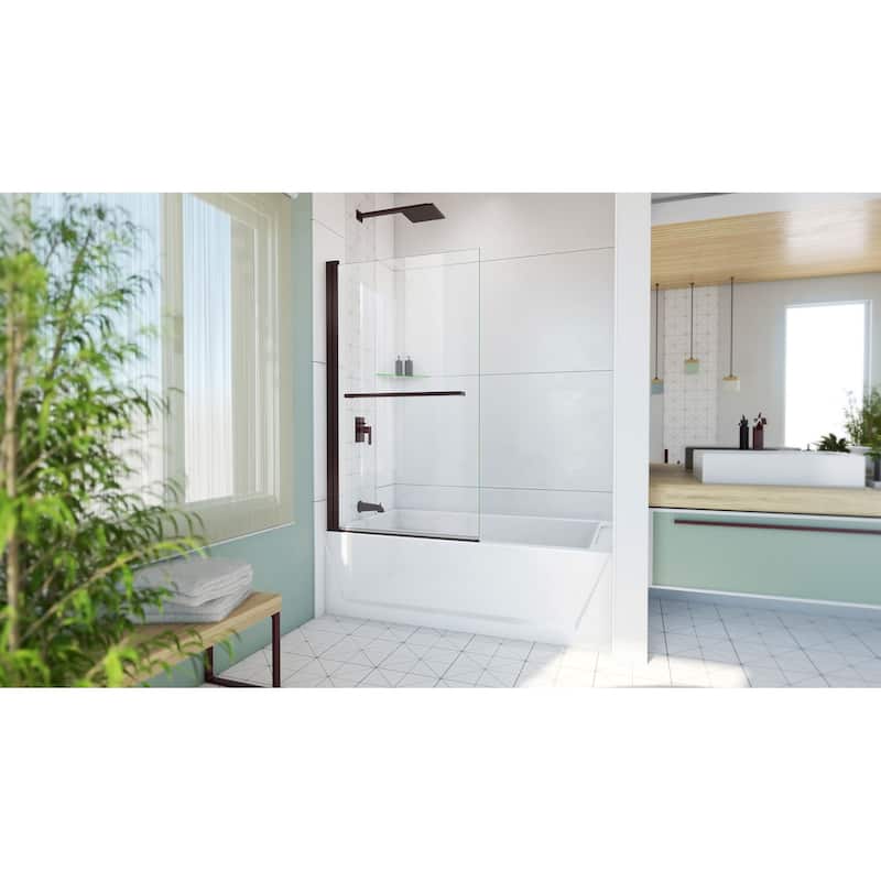 DreamLine Aqua-Q Swing 34 in. W x 58 in. H Frameless Tub Door
