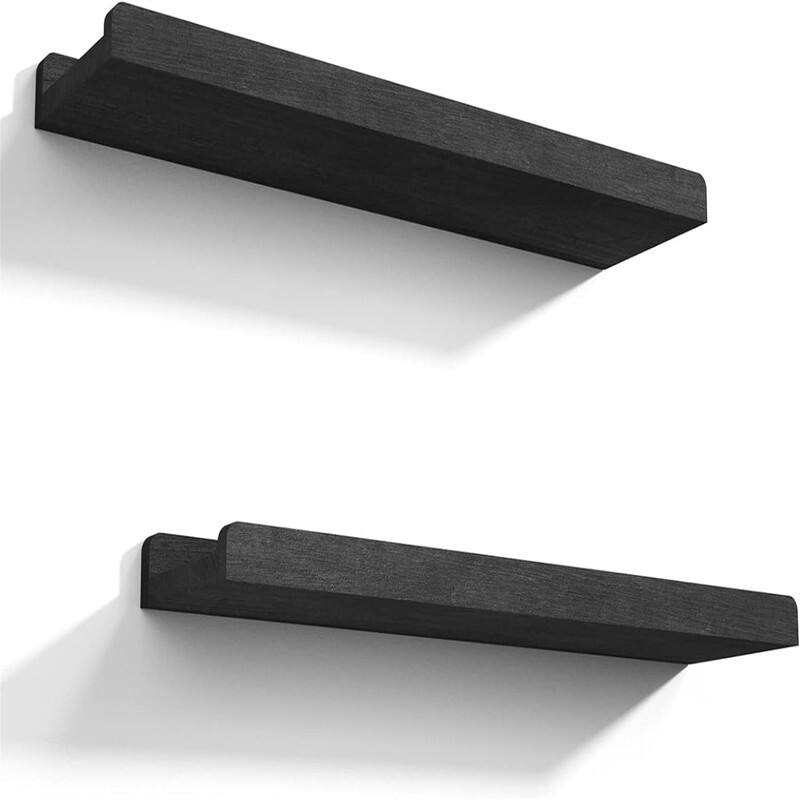 Floating Shelves Wall Mounted Set of 2 24 Inch - 24"D x 5.9"W x 1.6"H - Black