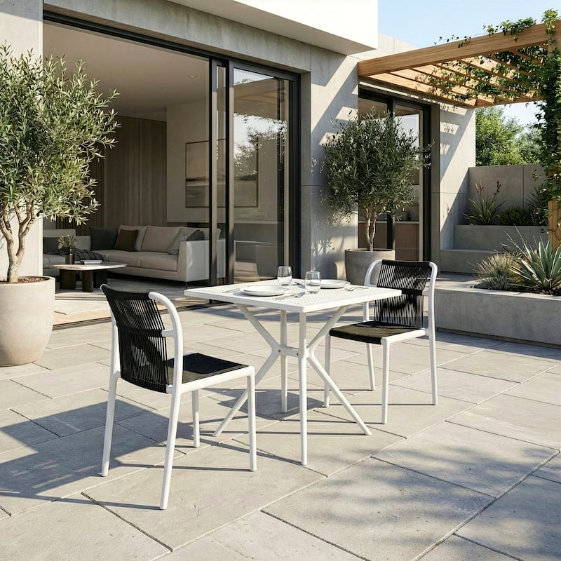 Belden Basma Black White Outdoor Dining 2 Seats Set
