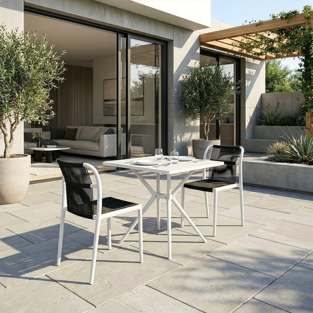Belden Basma Black White Outdoor Dining 2 Seats Set