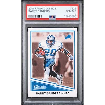 Barry Sanders 2017 Panini Classics Football Card #125 Graded PSA 10 - 8'6" x 11'6"