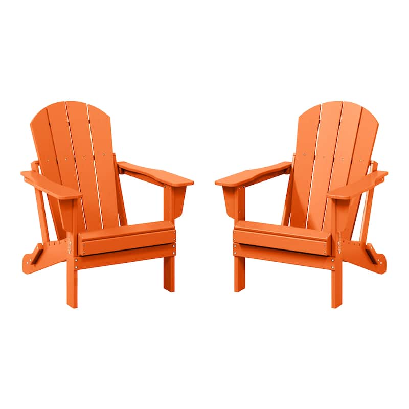 Polytrends Laguna Weather Resistant Outdoor Patio Folding Adirondack Chairs (Set of 2) - Orange