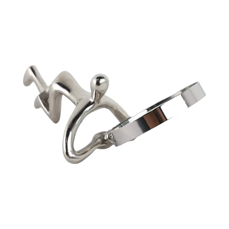 Glass Metal Decorative Object Human Figure Holding Magnifying Glass