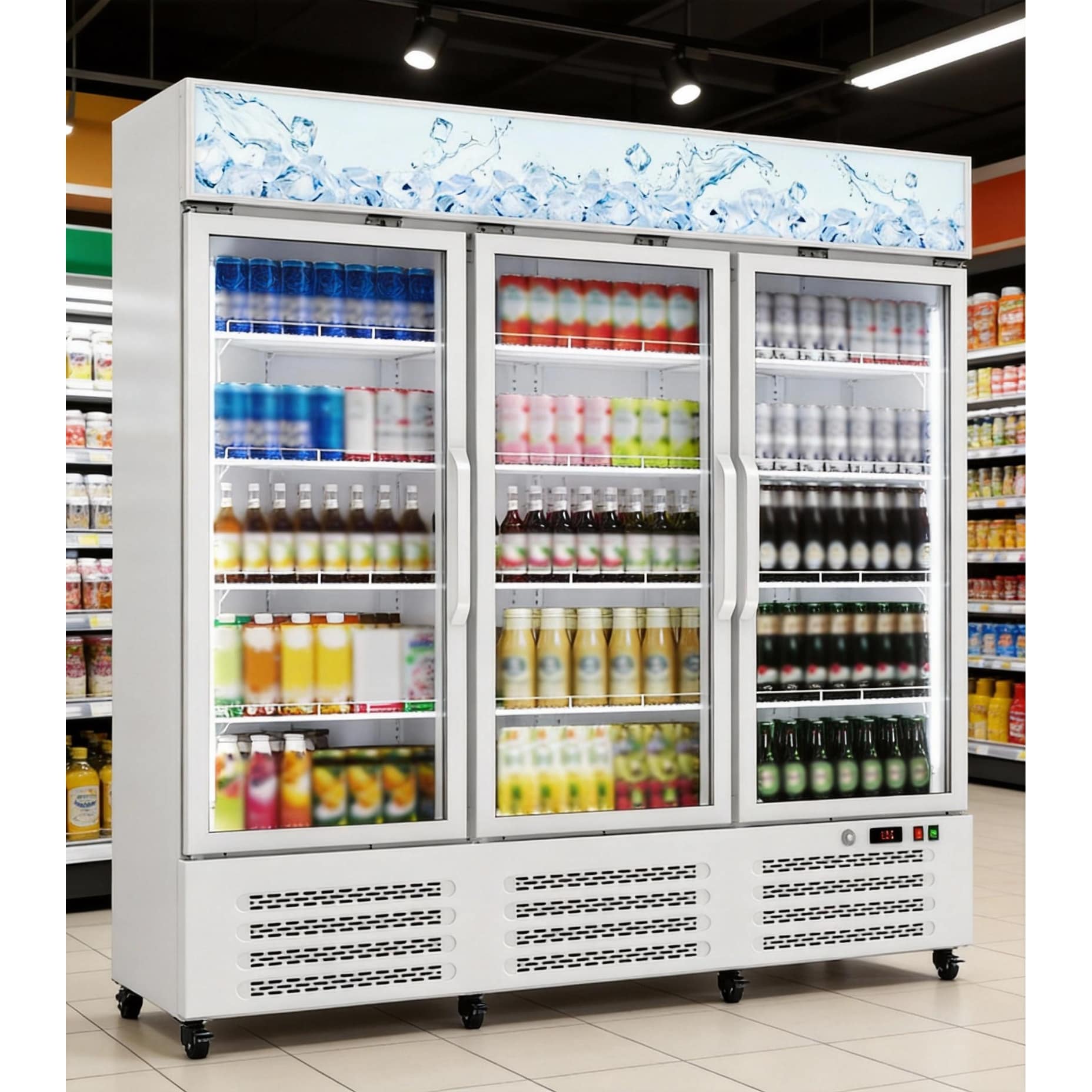 3 Glass Door Display Refrigerator, with 360° Circulation Cooling