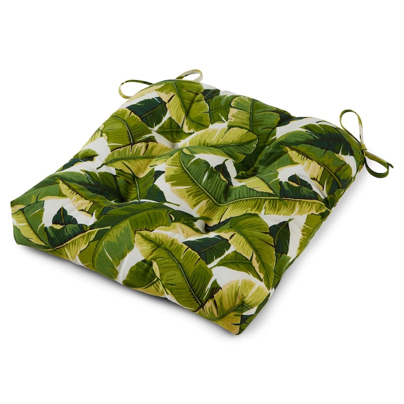 20-inch Outdoor Palm Leaves Chair Cushion by Greendale Home Fashions - 20w x 20l - Palm Leaves White