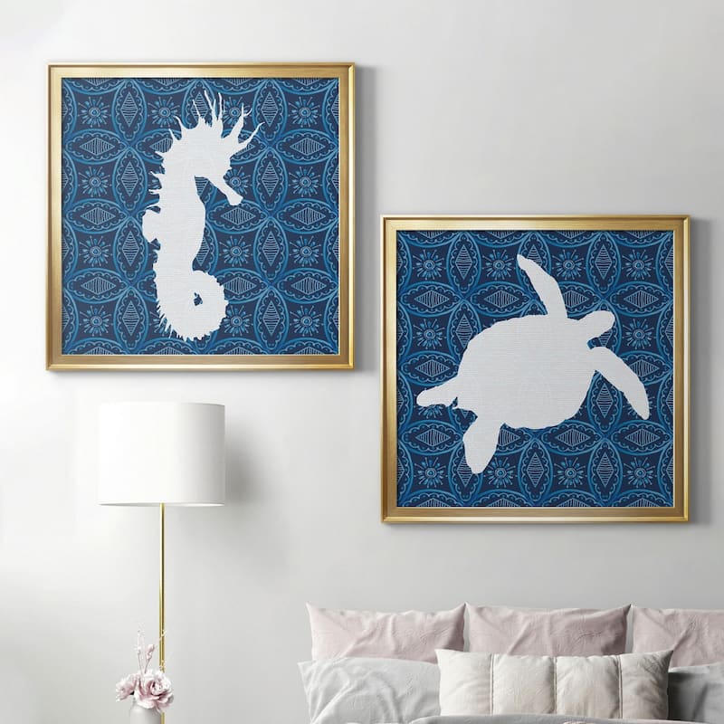 Sea Patterned Seahorse Premium Framed Canvas - Ready to Hang