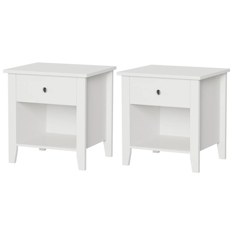 Lavish Home End Table with Drawer and Shelf, White