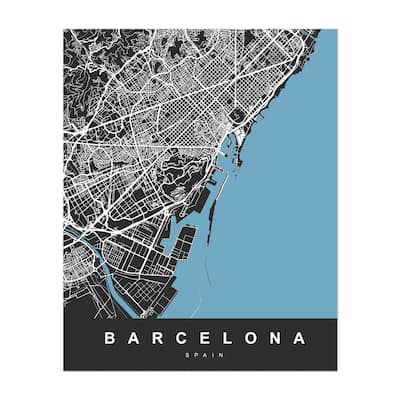 Barcelona Catalonia Spain Barcelona City Map Maps Art Print/Poster ...