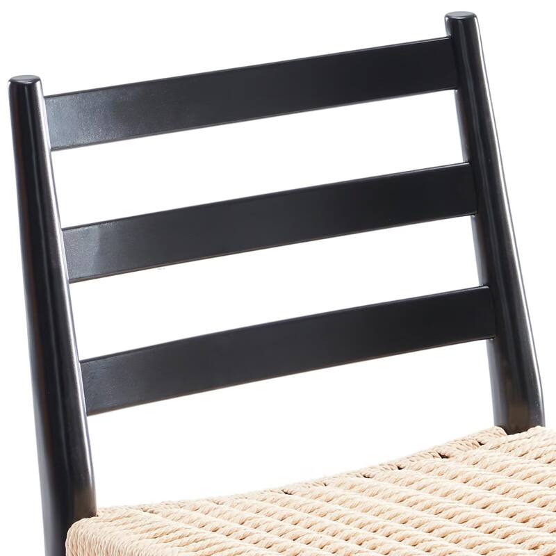 Modern Dining Chairs Woven Rope Seat with Sturdy Metal Frame (Set of 2)