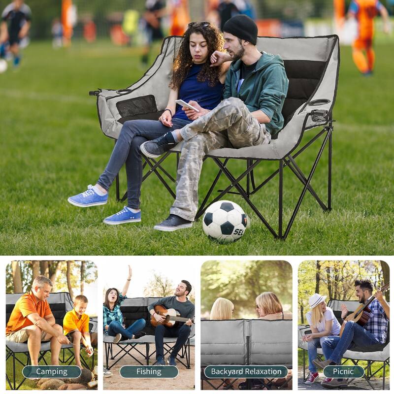 DoCred Oversized 2 Person Folding Fully Padded Camping Chair