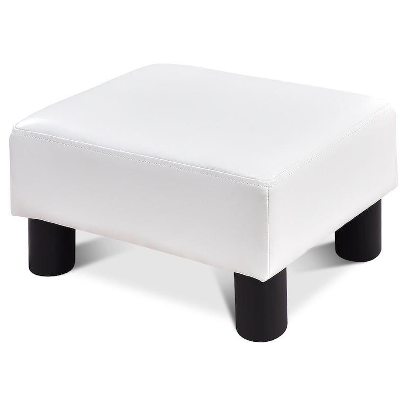 Gymax PU Leather Ottoman Rectangular Footrest Small Stool - See Details
