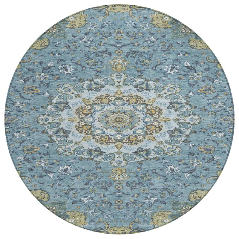 Machine Washable Indoor/ Outdoor Traditional Awaka Chantille Rug