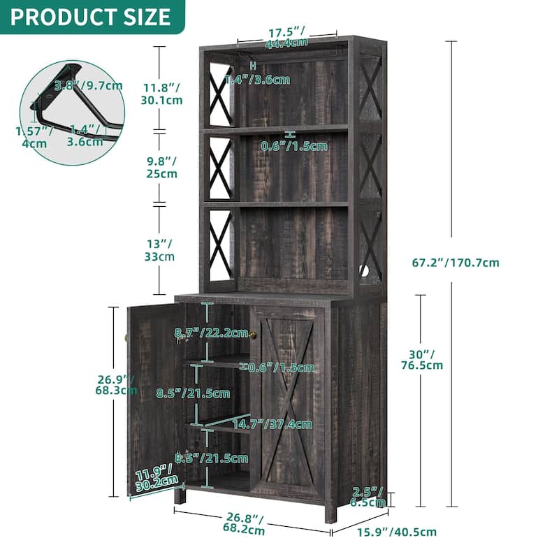 Bar Cabinet for Liquor and Glasses Dining Kitchen Cabinet with Wine Rack