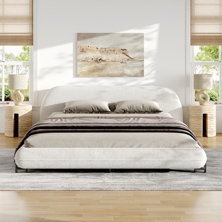 Christopher Knight Home - Williams Boucle Upholstered Bed Frame with Curve-Shaped Headboard - Bed Bath & Beyond - 42923983