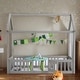 preview thumbnail 2 of 7, Twin Size Wooden Bed with Safety Fence, House-shaped Bed with Door, Platform Bed with Frame For Kids, Grey Wash