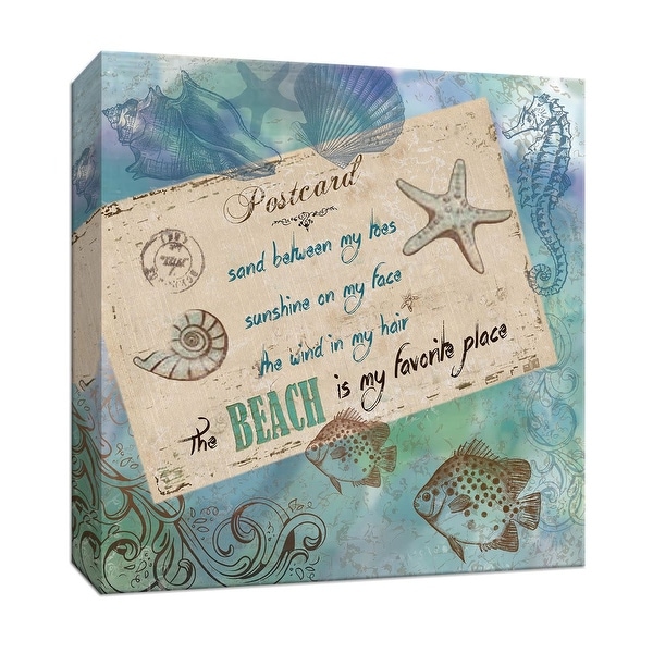 PTM Images 9-146915 PTM Canvas Collection 12" x 12" - "Postcard from the Beach I" Giclee Sayings & Quotes Art Print on Canvas