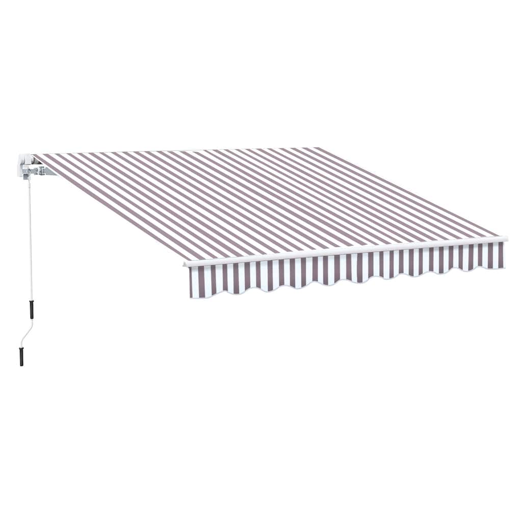 10' x 8' Retractable Patio Awning with Manual Crank, UV & Water-Resistant Fabric, Aluminum Frame for Deck, Balcony, Yard