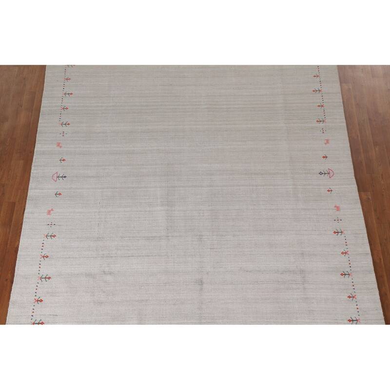 Gabbeh Indian Area Rug Handmade Beige Wool Carpet - 7'7"x 9'8"
