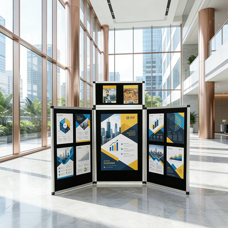 Foldable 3+1 Bulletin Board, Aluminum Foldable Display Board