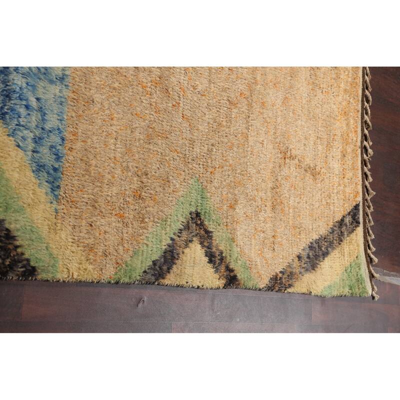 Geometric Tribal Moroccan Area Rug Wool Hand-knotted Oriental Carpet - 9'1" x 12'10"
