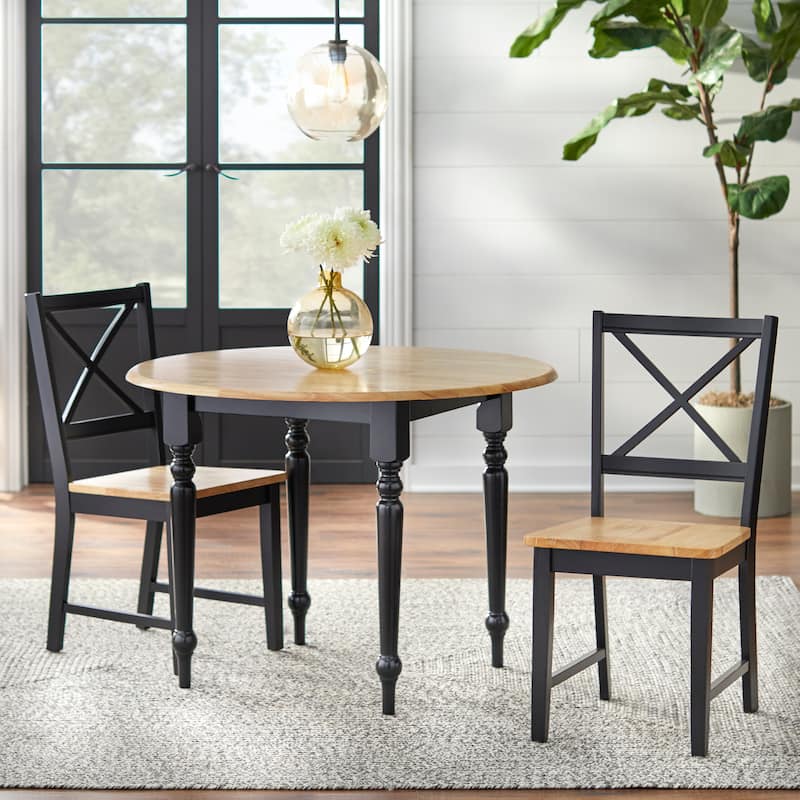 Simple Living Two-tone 40-inch Rubberwood Round Drop-leaf Table