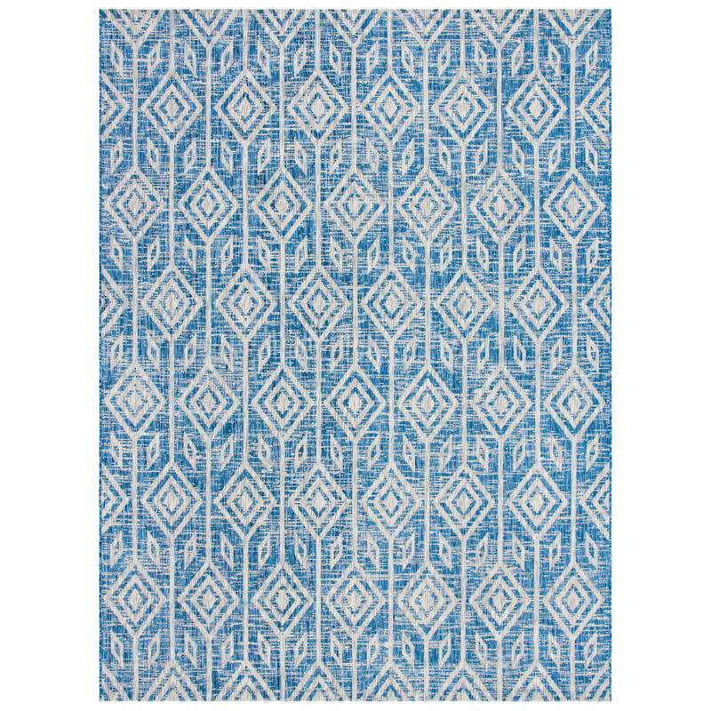SAFAVIEH Courtyard Isola Indoor/ Outdoor Waterproof Patio Backyard Rug - 2'7" x 5' - Navy/Grey