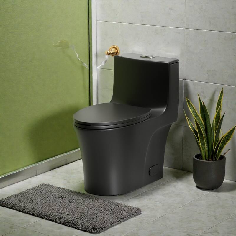 One Piece Elongated Toilet Tornado Flush. ADA Height 17 Inch. Dual Flush 1.1 1.6 GPF. MAP 1000g - Matte Black