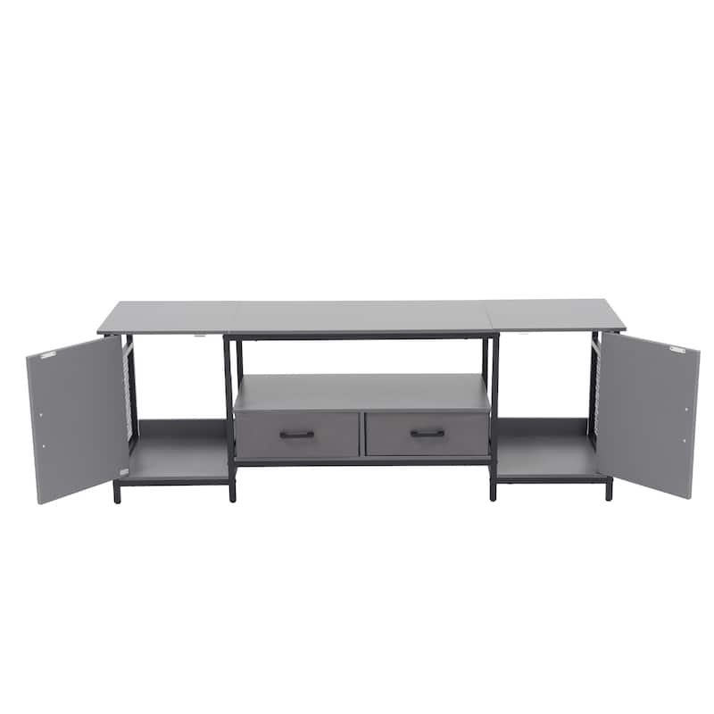 Farmhouse TV Stand for up to 65" TV with Storage Cabinets and Drawers
