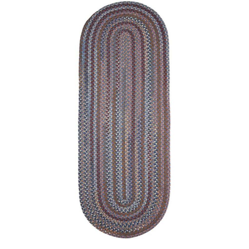 Rhody Rug Augusta Space-dye Wool Braided Rug - Blue Dragon - 2' x 6' Runner