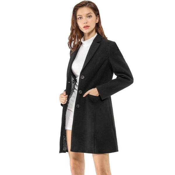Shop Women S Notched Lapel Single Breasted Outwear Winter Coat Overstock 29037308