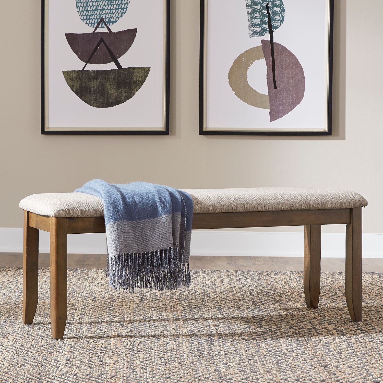 Liberty Furniture Santa Rosa Upholstered Dining Bench Antique Honey Oak - W48 x D14 x H19