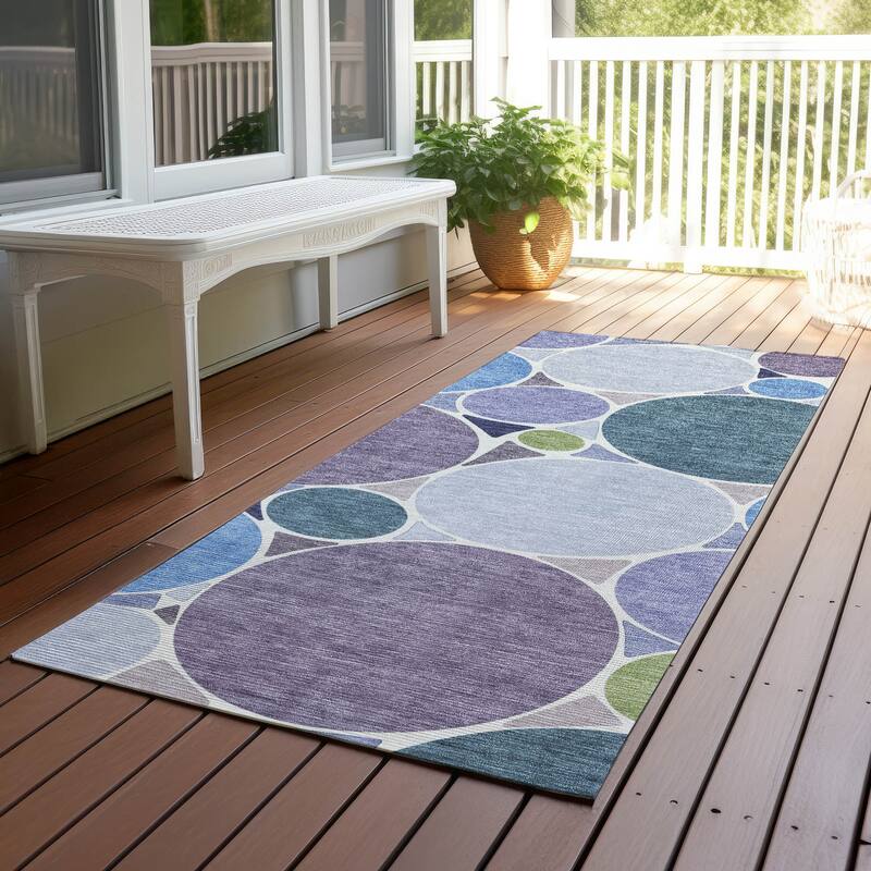 Machine Washable Indoor/ Outdoor Contemporary Rowan Chantille Rug - Plum - 2'3" x 7'6"