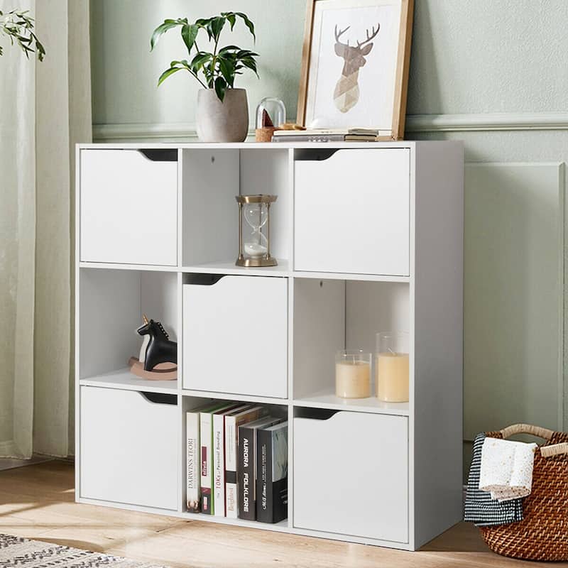 Gymax 9 Cube Bookcase Cabinet Wood Bookcase Storage Shelves Room - See Details