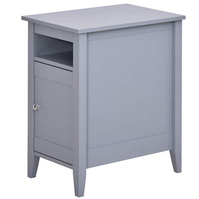 Modern End Table 1 Drawer 1 Shelf 1 Door Cabinet for Living Room, Bedroom, Grey