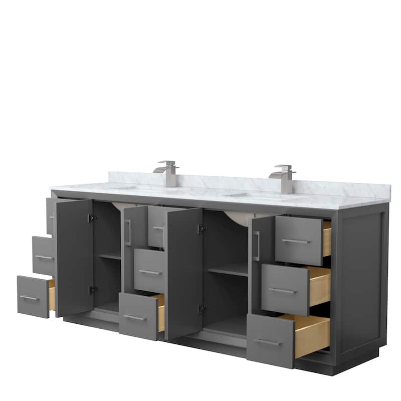Strada 84-Inch Double Vanity Set, Carrara Marble Top