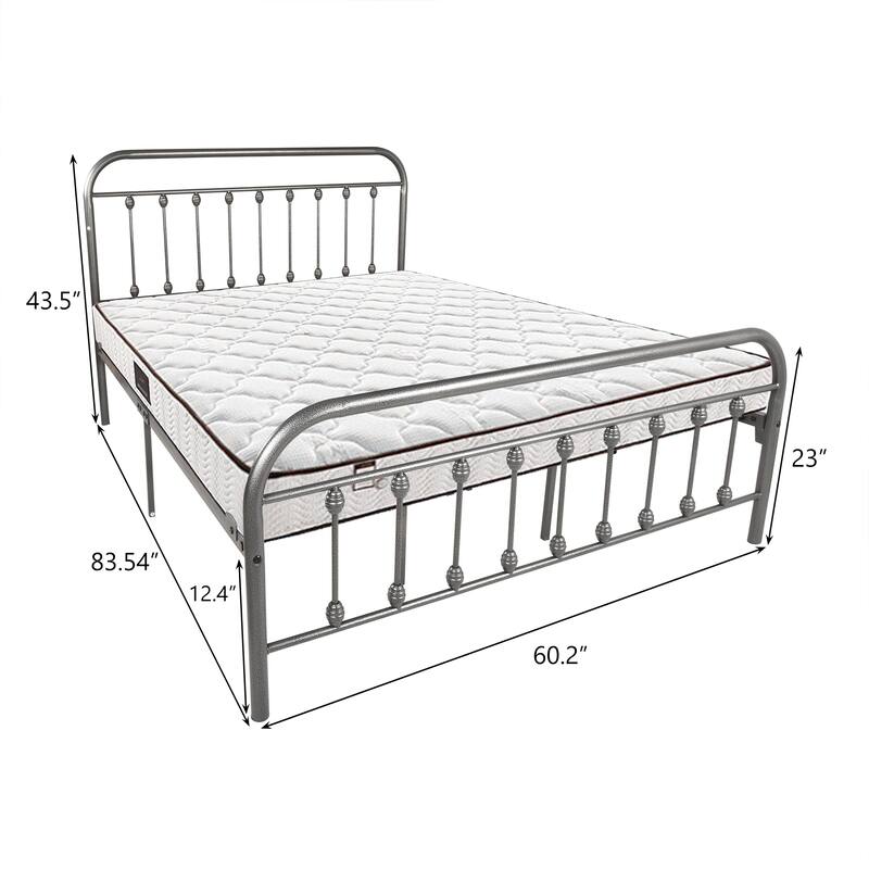 Metal Platform Bed Frame featuring a Headboard, Sturdy Slat Support, No Box Spring Required, and Easy to Assemble‌.