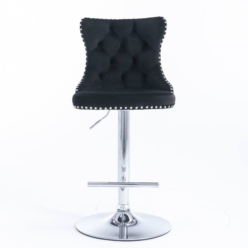 Counter Height Swivel Barstools Adjustable Upholstered Bar Chairs Set of 2