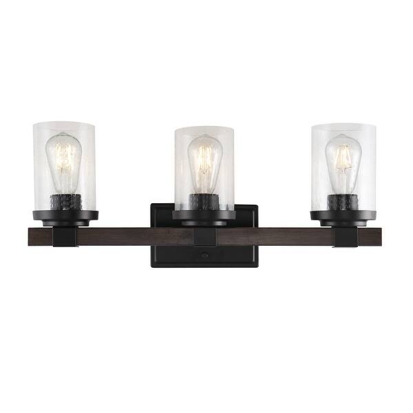 Shop Bungalow Iron Seeded Glass Rustic Farmhouse Led Vanity Light