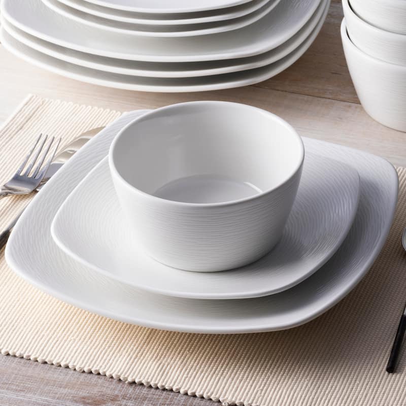 Noritake Colorscapes Swirl 12-Piece Square Dinnerware Set, Service For 4