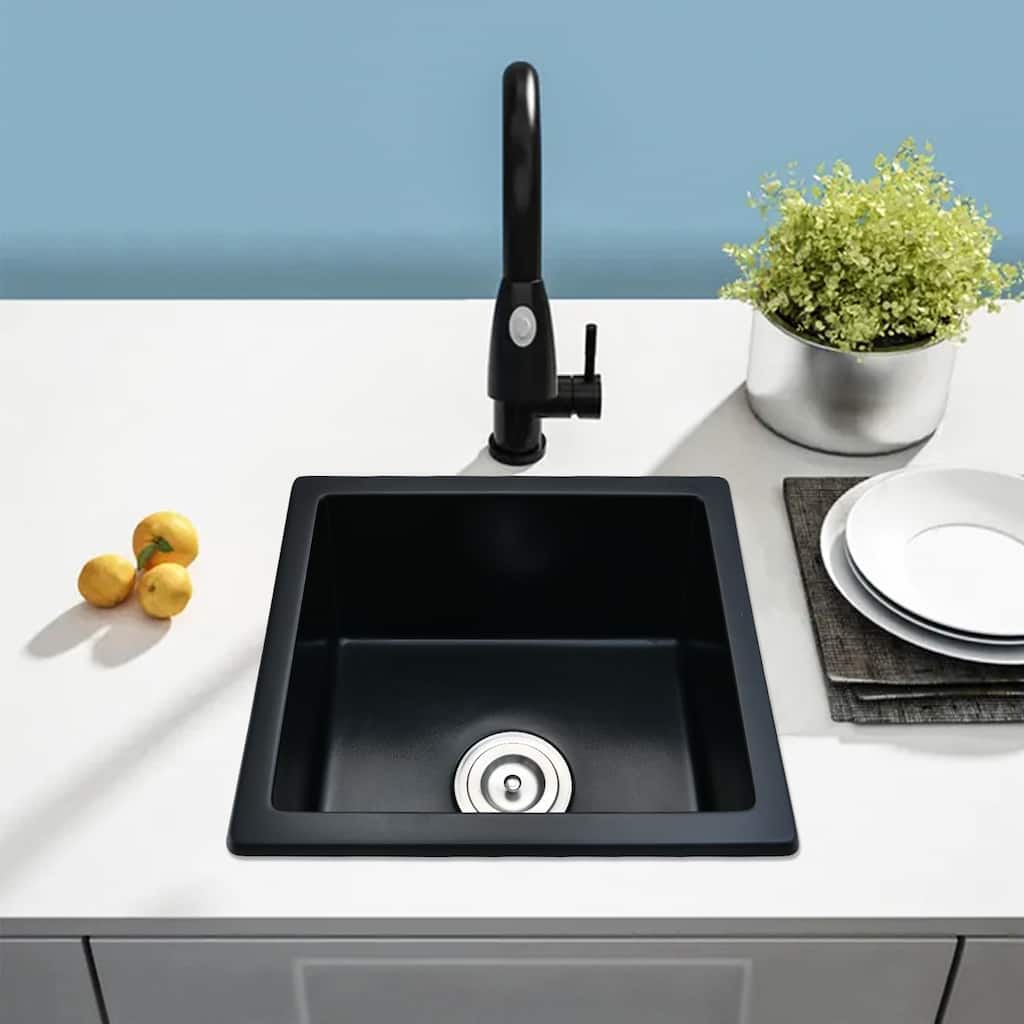 DORNBERG Quartz 18" L X 16" W Undermount Bar Sink With Basket Strainer